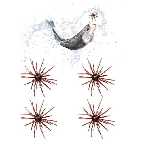 4Pcs Sea Urchin Bait Floating Urchin Baits for Bass Fishing Realistic Simulation Bass Lures with Tentacles Durable TPR Material Lure for Lake & Saltwater Fishing Wacky Rig Neko Rig (B Small)