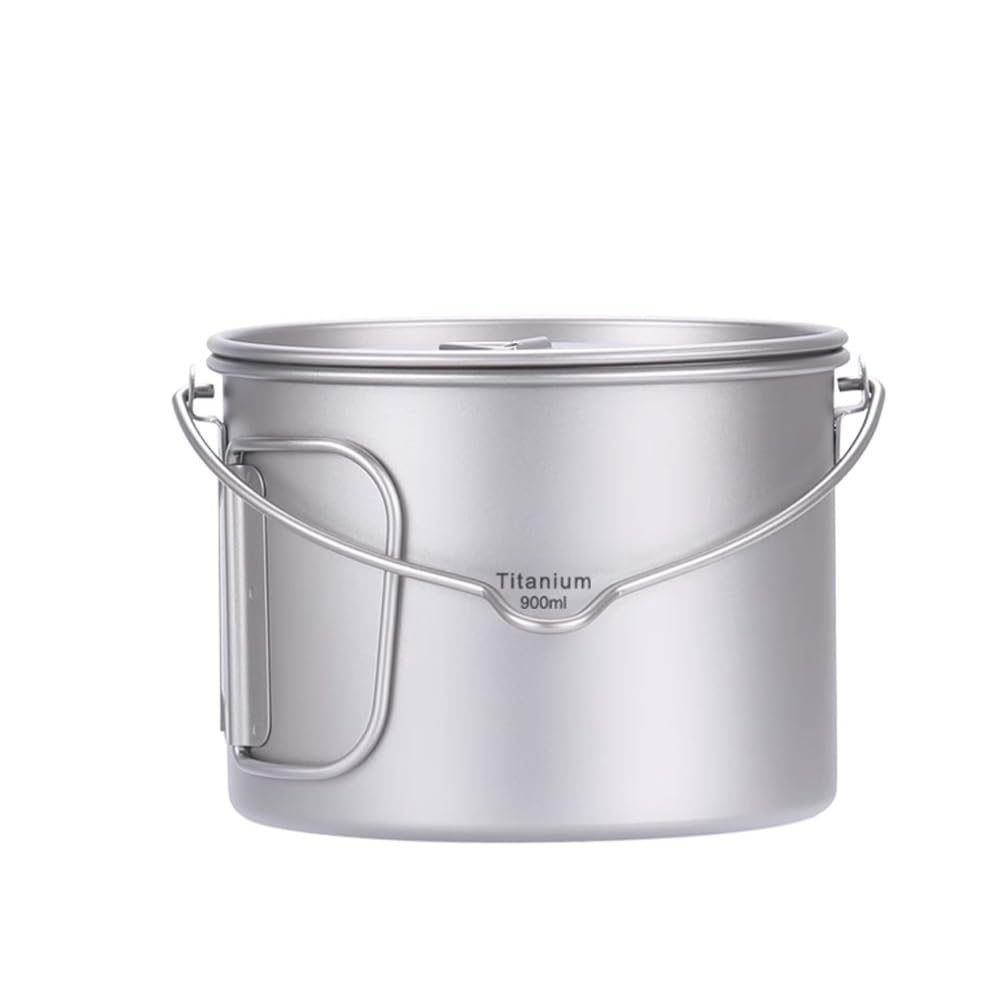 Kavolet Pot en titane de 1100 ml - Tasse de camping - Avec couvercle et poignées pliables - Ensemble de vaisselle de camping pour le camping et la randonnée