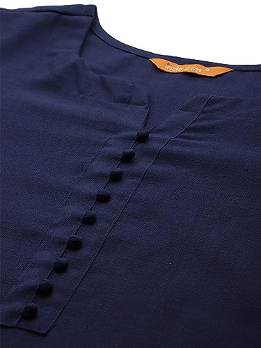 Image of Women Rangpreet Navy Blue Solid Straight Kurta Palazzo With Dupatta Set