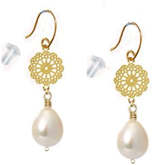 パール 真珠 ピアス ジュエリー 花 大ぶり 珍しい k18 レースみたいパーツ 18金 っ掛け式 フック ゴールド 揺れる 女性