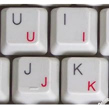 German with RED Letters Keyboard Stickers Transparent for Computers LAPTOPS Desktop Keyboards