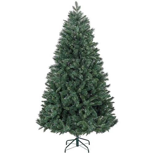 HOMCOM Künstlicher Weihnachtsbaum 180 cm mit 1061 feuerfesten Zweigen, Realistischer Weihnachtsbaum Faltbares Reißverschluss-Design mit Metallfuß, Grün