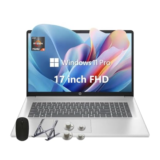 HP 17 Laptop, 17.3" FHD Display, 8GB DDR5 RAM, 512GB SSD, AMD Ryzen 5 Processor(Beats i7-1165G7, Up to 4.3GHz), Windows 11 Pro, Alpacatec Accessories, Silver, Video Editing Laptop