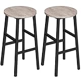 MAHANCRIS Bar Stools, Set of 2 Round Bar Chairs with Footrest, 24.4 Inch Kitchen Breakfast Bar Chairs, Industrial Bar Stools, Easy Assembly, for Dining Room, Kitchen, Greige BAHG0201Z