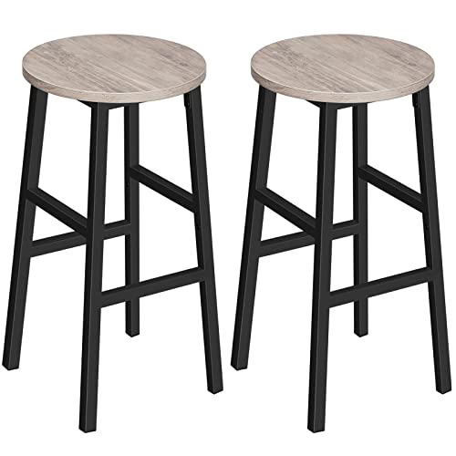 MAHANCRIS Bar Stools Set of 2 Round Bar Chairs 24.4 Inch Kitchen Breakfast Bar Chairs Greige