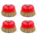 Tradineur - Set di 4 spazzole a filo per smerigliatrice angolare, spazzola in acciaio per legno e metallo, levigatura e lucidatura, rimozione ruggine, sbavature Ø 100 mm