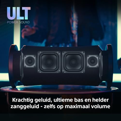 Sony ULT FIELD 7 - Draadloze Bluetooth speaker met ULT POWER SOUND, Ultieme diepe bas, X gebalanceerde luidspreker, 30 HR batterij, IP67, waterdicht, LED-verlichting, microfoon, gitaaringang - Zwart - Afbeelding 4