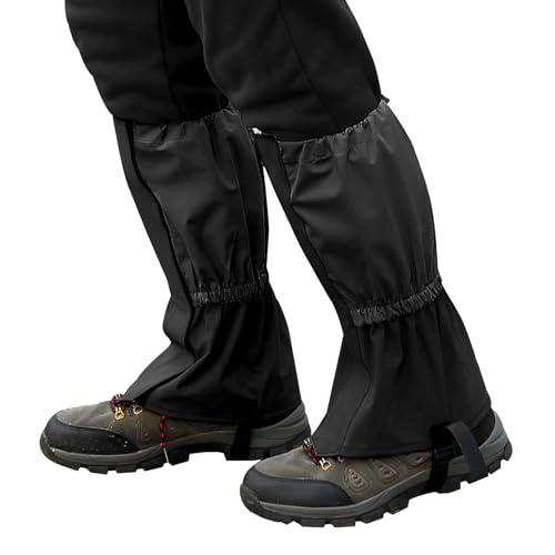 TNSLAND Polainas para exteriores, polainas impermeables ajustables, protección de piernas transpirable, para senderismo en la nieve, senderismo, escalada, senderismo, senderismo, 1 par (negro)