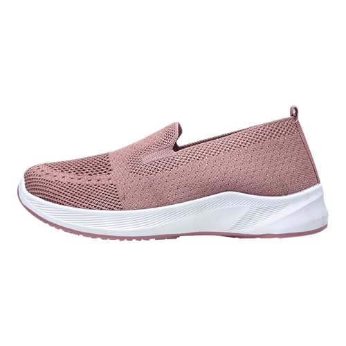 Zapatillas de senderismo para mujer, zapatos de salud, para el tiempo libre, zapatillas de deporte ultraligeras, ortopédicas, sin cordones, suela suave, zapatos para correr, zapatillas planas, Rosa