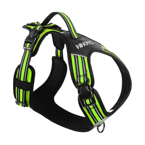 Pettorina per cani di grossa taglia con manico, Luhuanx Nessun treno, regolabile militare riflettente gilet per cani Labrador Retriever, Husky, Pastore tedesco (verde, Large)