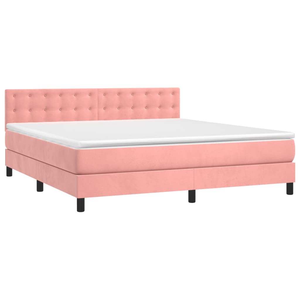 vidaXL Sommier à Lattes de lit avec Matelas Rose 180x200 cm Velours