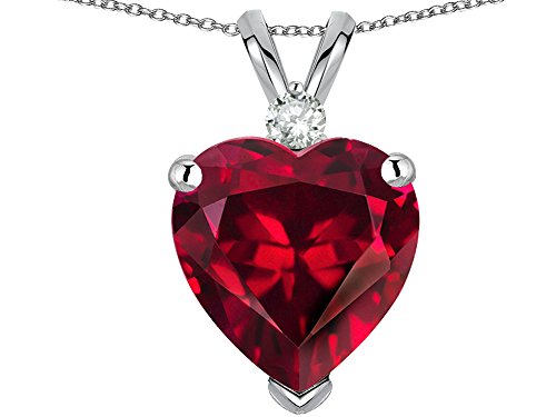 Star K 8Mm Created Ruby Heart Pendant Necklace 10 Kt White Gold #TOP14