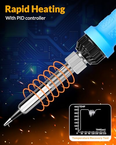 Lötkolben Set, 100W Hochleistungs-Lötkolben, Schnellaufheizung, Digitale Temperaturanzeige & Präzise Regelung 180℃-500℃, Tragbares Lötkit mit Schutzkappe & Automatischer Schlafmodus