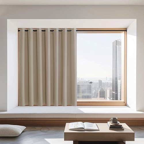 NICETOWN Blackout Curtains 72 inches Long, Grommet Privacy Window Treatment Thermal Insulated Room Darkening Sliding Glass Door Drape for Bedroom Living Room, 1 Panel, W100 x L72, Taupe