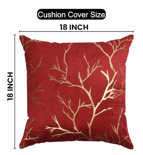 Image of Velvet Foil Cushion Covers Decorative Merry Christmas 18 inch x 18 inch Set of 2, Maroon