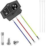 MKBKLLJY Einlassmodulstecker Stecker Stromsteckdose 3D-Drucker Arcade-Netzschalter 10A 250V AC Wippschalteradapter Stromanschluss 3-polig AC-14-F16A