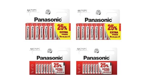 20 AA and 20 AAA Batteries (1.5v) Zinc Carbon Special Power Battery, Panasonic 10 Count per pack (Pack of 4)