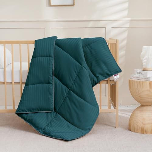 Image of ZPECC Toddler Down Alternative Comforter, 39x47 Hypoallergenic Baby Blanket Quilt, Soft Breathable Lightweight All Season Kids Duvet Insert for Crib Stroller Cot Daycare, Teal