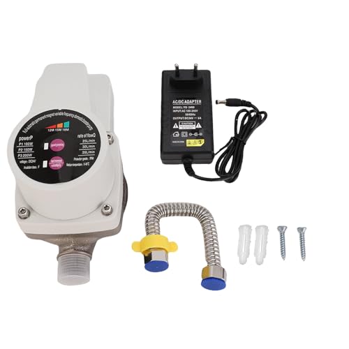 Fafeicy Pompa Booster Pressione Acqua Motore Brushless Automatico a 3 velocità 100W-200W 25L-35L/min per Rubinetti WC Docce Caldaie (Spina europea)