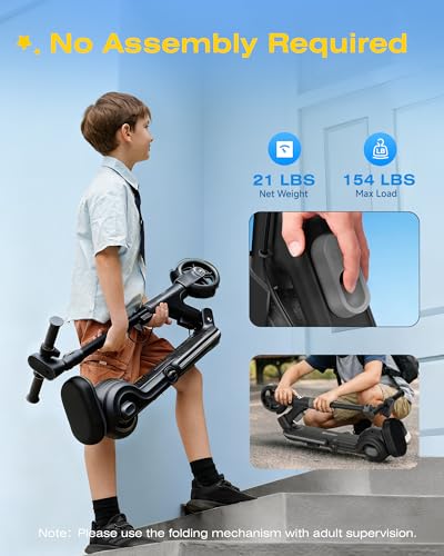 Image of ECOROAD 2-in-1 Kids Electric Scooter EK8,200W Motor & 9 Miles Range,Up to 10 MPH,Dual Brake System,Bluetooth Music & Foldable & Adjustable Height, for Kids Ages 6-12(Black)