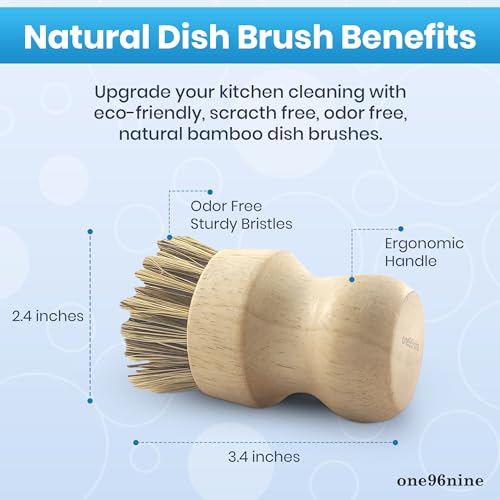 Image of Unscented Dish Soap Liquid Hypoallergenic Cleaning Pack with 1 Natural Sisal Dish Scrub Brush & 2 Unscented Clear Liquid Dishwashing Soap With Biodegradable Formula (3 Items)