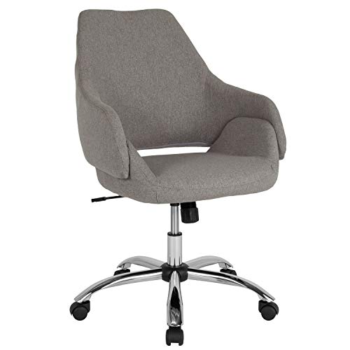Lancaster Home Madrid Home and Office Upholstered Mid-Back Chair with Open Back Light Grey Fabric