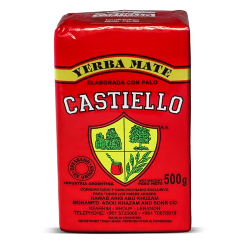 Castiello Yerba Mate 500g With Sticks Made in Argentina Organic Energy-Boosting Tea Antioxidant-Rich Hot and Cold Drink Supports Digestion and Weight Management