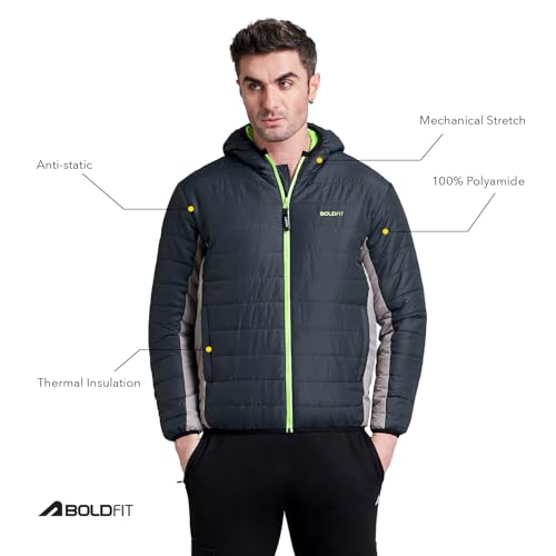 Image of Boldfit jackets for men stylish latest puffer winter jacket for men standard length jacket man full sleeves bomber jackets for man winter wear with hoodie