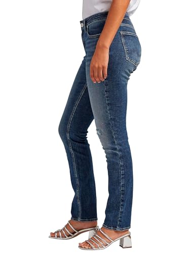 Silver Jeans Co. Women's Elyse Mid Rise Straight Leg Jeans4