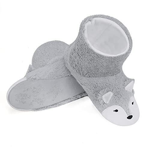JIAHG Womens Winter Warm Booties Slippers Cute Fox Plush Fleece Boots House Shoes Ladies Girls Non-Slip Ankle Boots Soft Cozy Mules Footwear with Anti-Skid Sole3