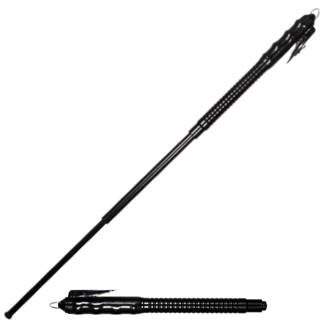 Easy Foldable Telescopic Automatic Steel Stick Rod for Hiking Indoor Outdoor Car Office with Finger Contour Grip Nylon Bag - 31 Inch Extendable