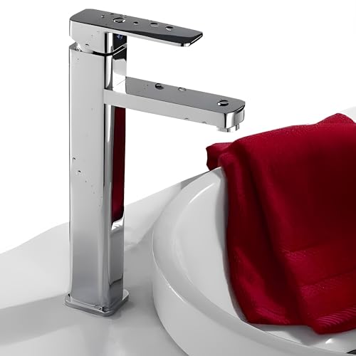 Torneira Com Bica Alta Para Banheiro e Lavabo de Luxo Misturador Monocomando Água Quente e Fria Com