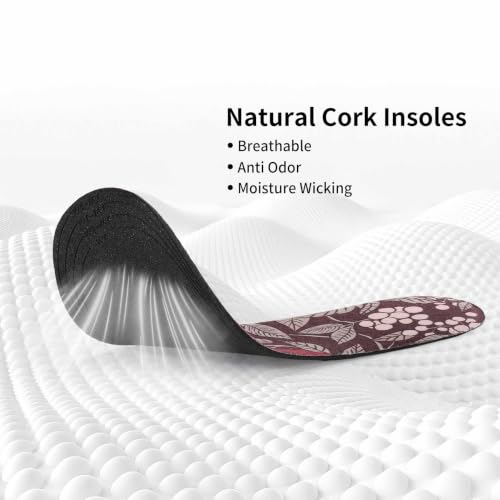 Image of Washable Barefoot Shoe Insert Sockless Shoe Liner Thin Shoe Inserts for Women 3 Pairs No Show Socks Rose Print Large