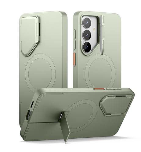 Image of SURITCH for Samsung Galaxy S26 Plus Phone Case, Magnetic Protective Cover with Camera Cover & Adjustable Metal Kickstand for Galaxy S26 Plus -Sage Green