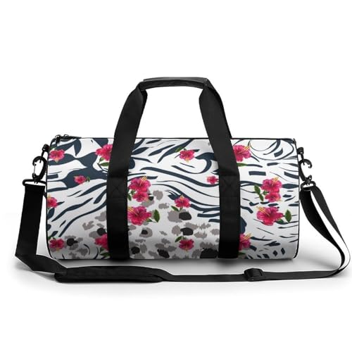 Sac de sport fleurs rouges 45cm pour gym voyage et camping