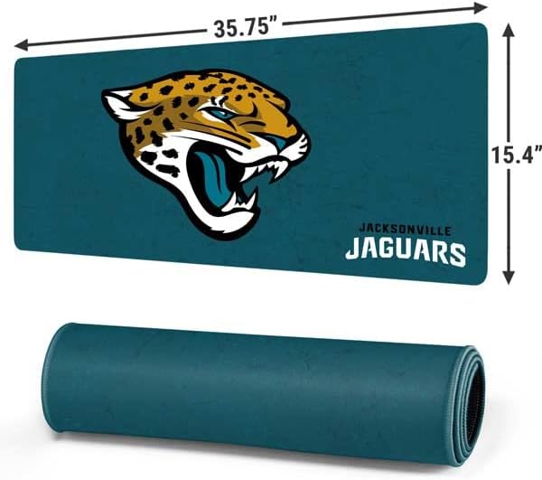 Skinit Extra Large Gaming Mouse Pad - Officially Licensed NFL Jacksonville Jaguars Teal Distressed Design with Stitched Edges, Waterproof, Non-Slip Rubber Base, Desk Mat for Keyboard & Mouse