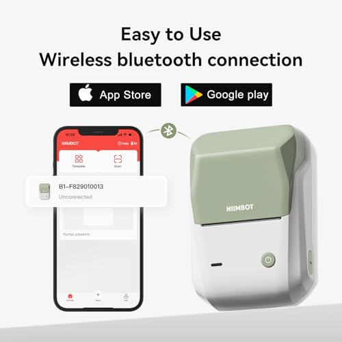 NIIMBOT B1 Label Maker Machine with Tape, 2 Inch Portable Sticker Printer for Home School & Small Business, Compatible with Phones & PC, Green White by NIIMBOT - Image 6