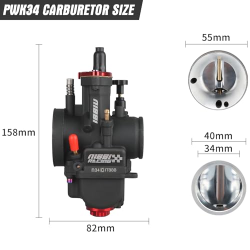 Image of NIBBI PWK 34mm Carburetor with Three Main Jets and One Pilot Jet of Performance Racing Carburetor for Replace Keihin or mikuni Carburetors