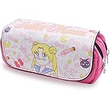 Sailor Moon Federmäppchen- Sailor Moon Große Kapazität Pencil Case Studenten Mäppchen, Double Zip Large Capacity Portable Sailor Moon Pencil Bag für Studenten Jugendlichete(Rosa, 20 * 9 * 6,5 cm)