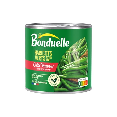 BONDUELLE - Haricots Verts Extra-Fins - Cuits à la Vapeur - Nutri-Score A - Boîte de Conserve 590 g