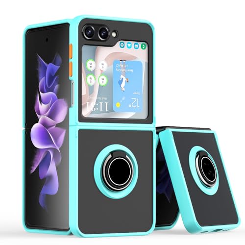 Étui d'armure haut de gamme pour Samsung Galaxy Z Flip 4 protection rigide cyan clair