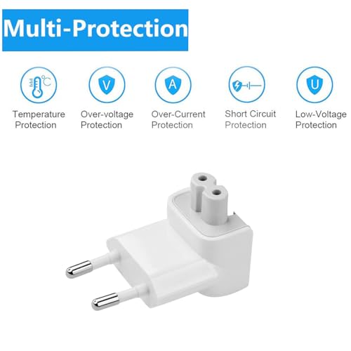 2 stuks MacBook EU-adapterstekker, vervangende AC-voeding voor MacBook, iPhone, iPad, MagSafe, 45W-140W - Afbeelding 5