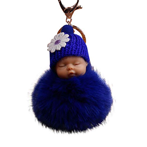 image for BCDshop Cute Faux Rabbit Fur Keychain Pompoms Cell Phone Car Pendant H