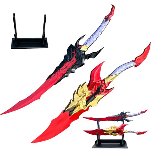 24 Sword 2 Pcs Set - All Metal 1:1 Replica Weapon with Display Stand - Fantasy Cosplay Collectible and Gift Dull Blade