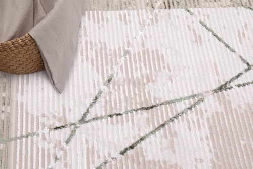 Tapis moderne doux TAPISO beige vert 80x150cm Oeko-TEX - 4