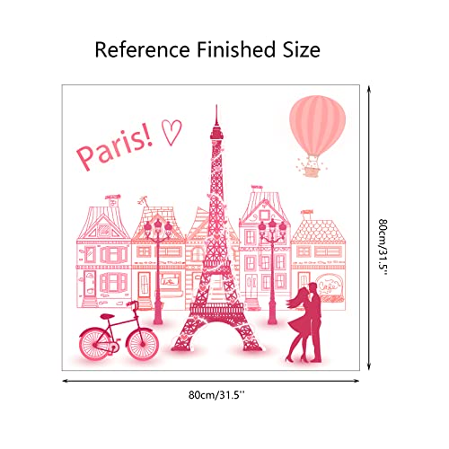 Romantic Paris Eiffel Tower Wall Sticker, Hot Air Balloon Bike Wall Decals, Peel And Stick Removable Wall Murals Decoration, Living Room Bedroom Office Background Wall Home Decor #TOP1