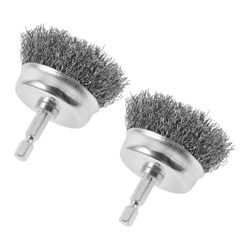 ROMISBABA 2個 六角軸ワイヤーブラシ 耐久性鋼線カップブラシ 木材 食器 属用多機能クリーニングツール 電動ドリル対応 錆除去 研磨効率向上
