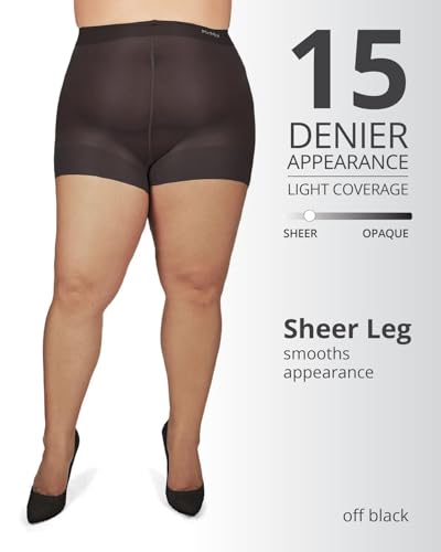 Image of MeMoi Plus Size Curvy Ultra Sheer Control Top Pantyhose