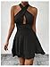 SweatyRocks Women's Halter Mini Dress Sexy Criss Cross Tie Backless Ruffle Tiered Vacation Dresses Black Medium