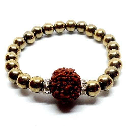 GEMTUB Handcrafted Natural 8 MM Bead Golden Pyrite Bracelet With Rudraksha Bead for Wealth and Prosperity Attraction for Men and Women (B0D2DKQGHN) Amazon Price History, Amazon Price Tracker